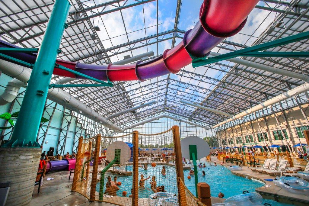 Guests having fun in the pool at Zehnder's Splash Village