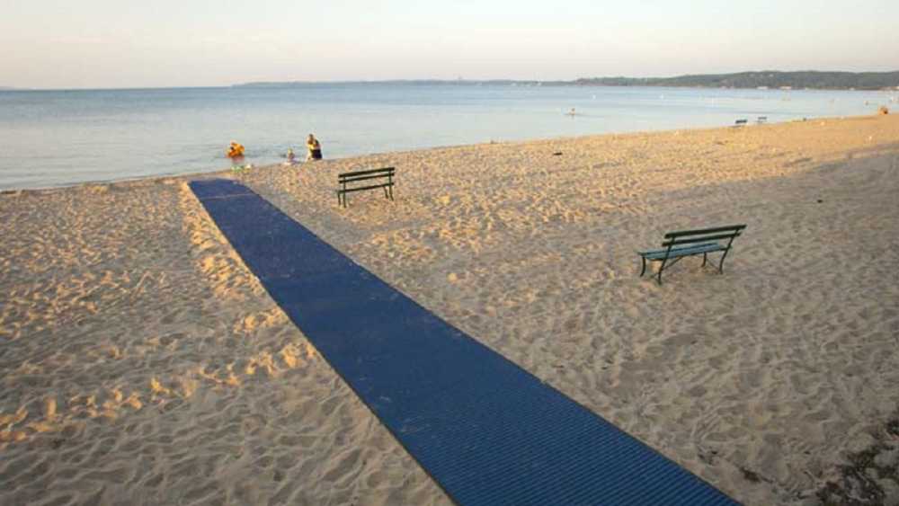 Accessible Beaches in Michigan A wheelchair accessible path at Traverse Beach.