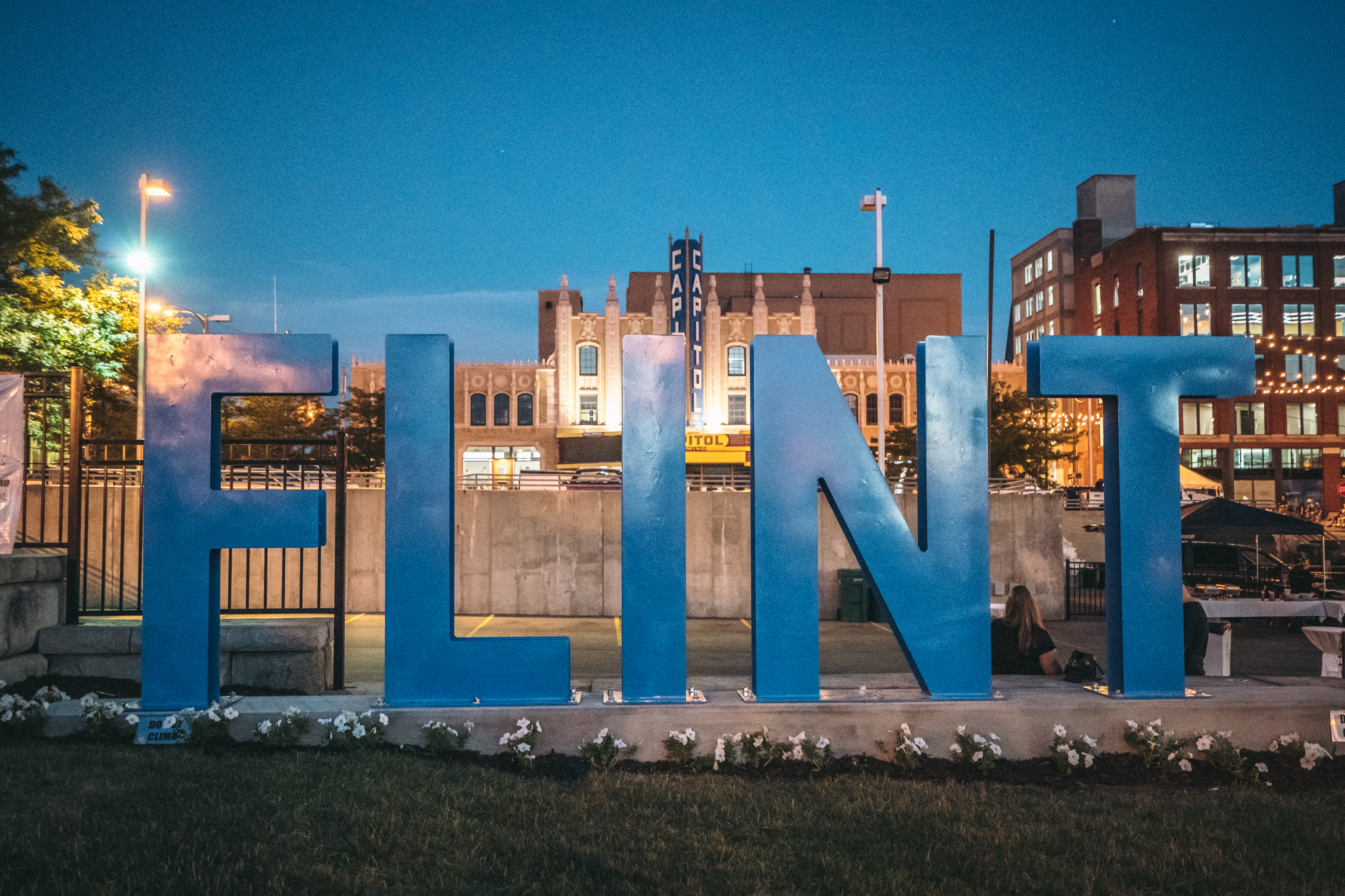 Downtown Flint Sign reading Flint