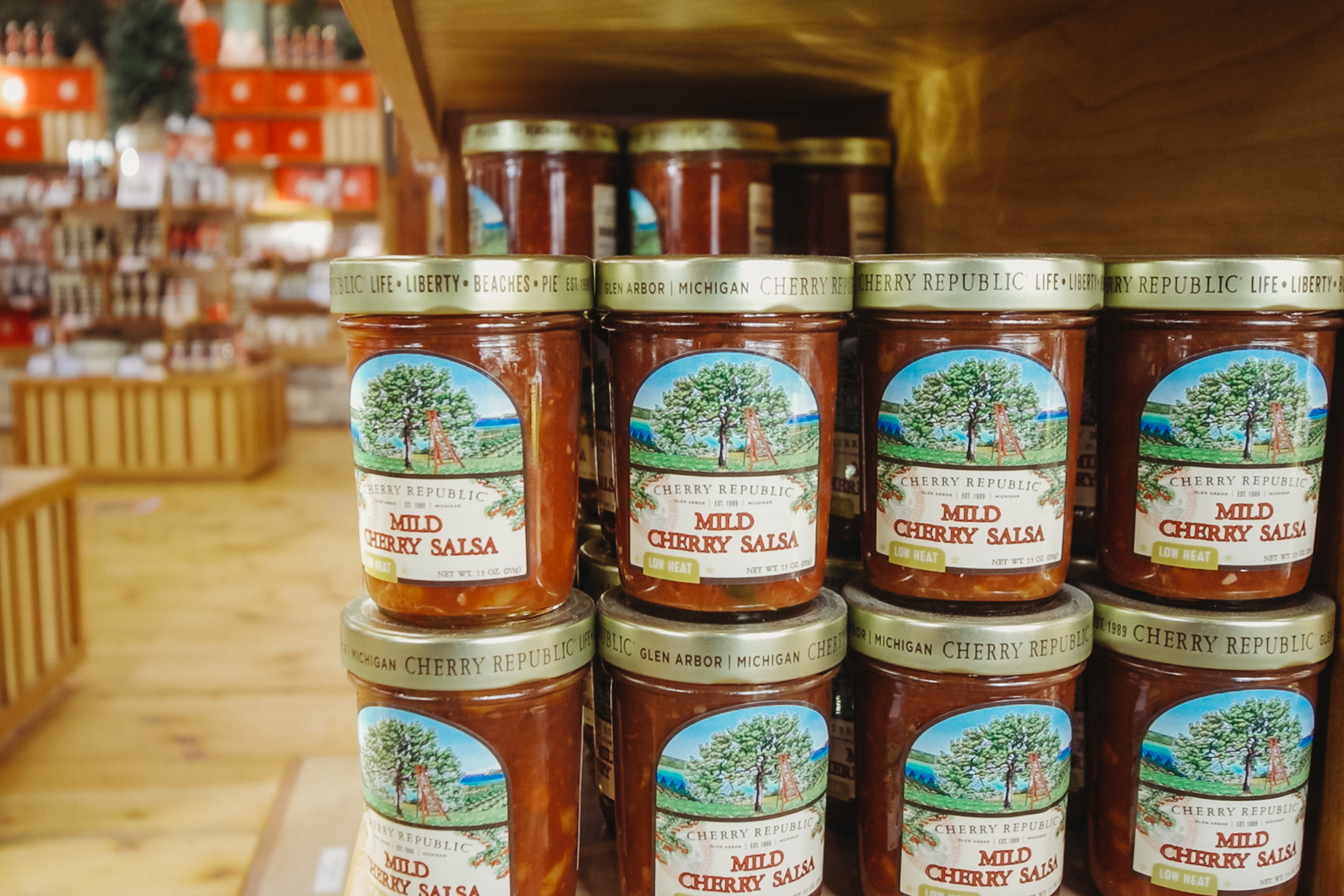 Cherry Republic Salsa on a shelf