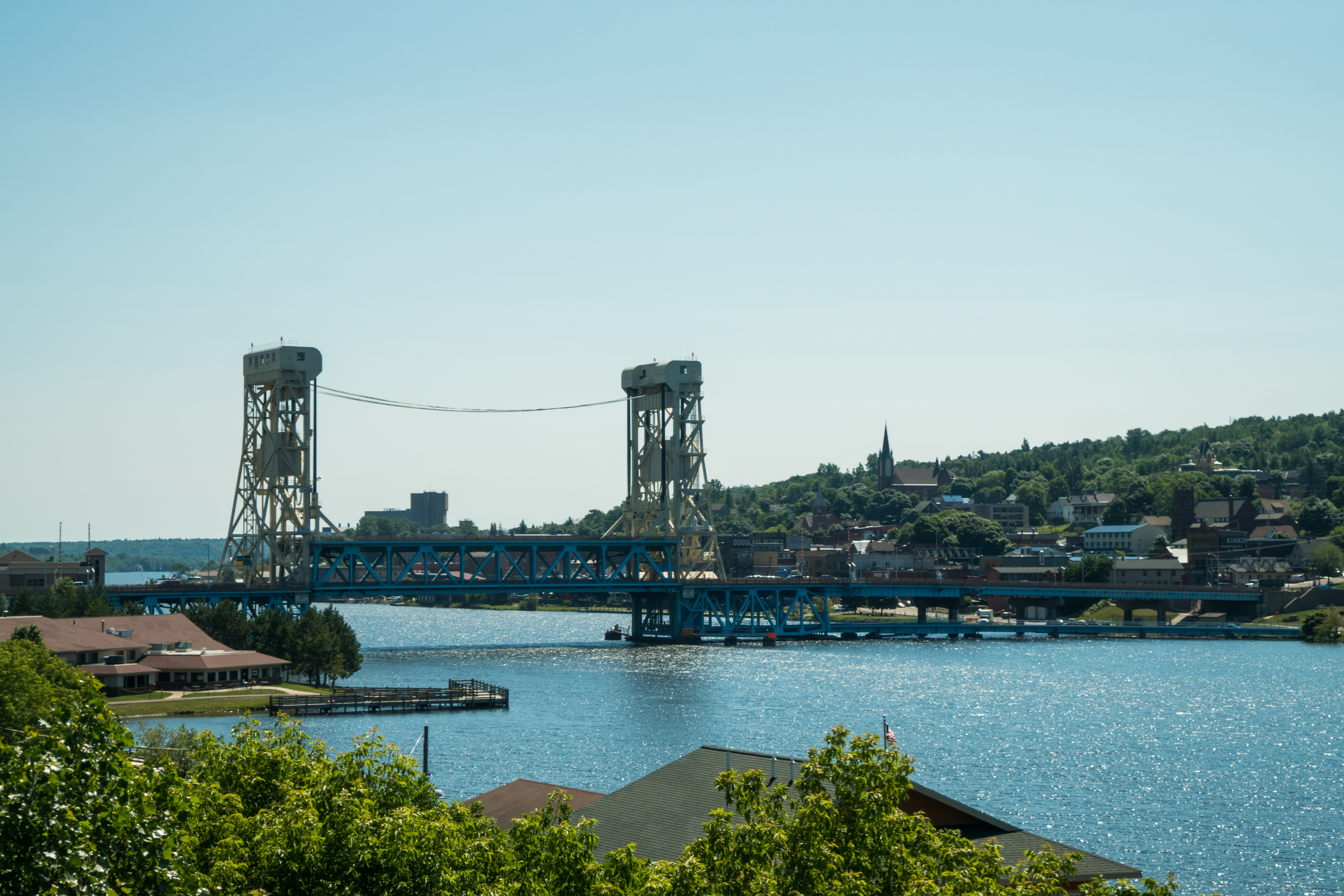 Houghton A lift bridge over a river in Houghton