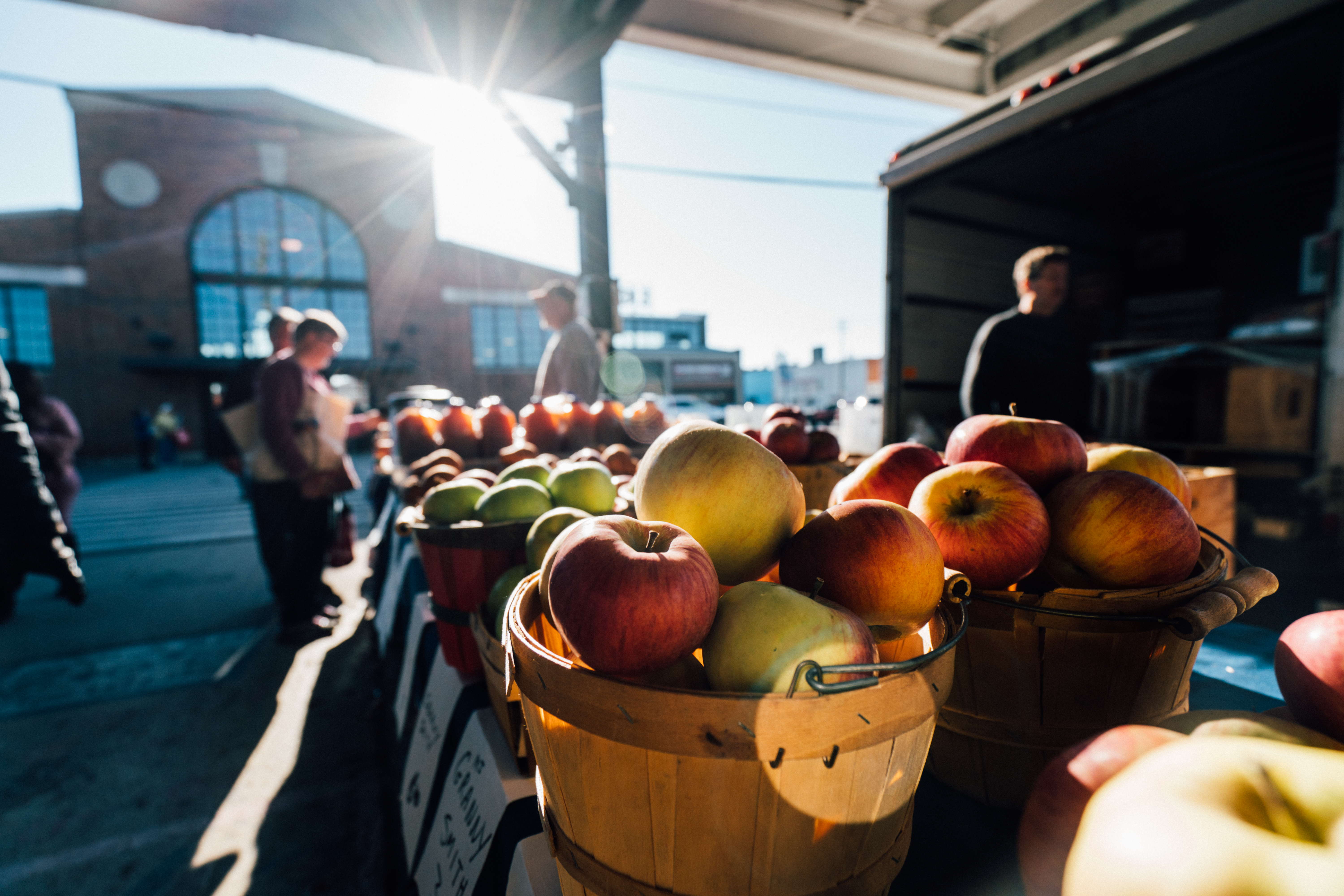 Apples at Eastern Market Baskets of apples at a farmers market