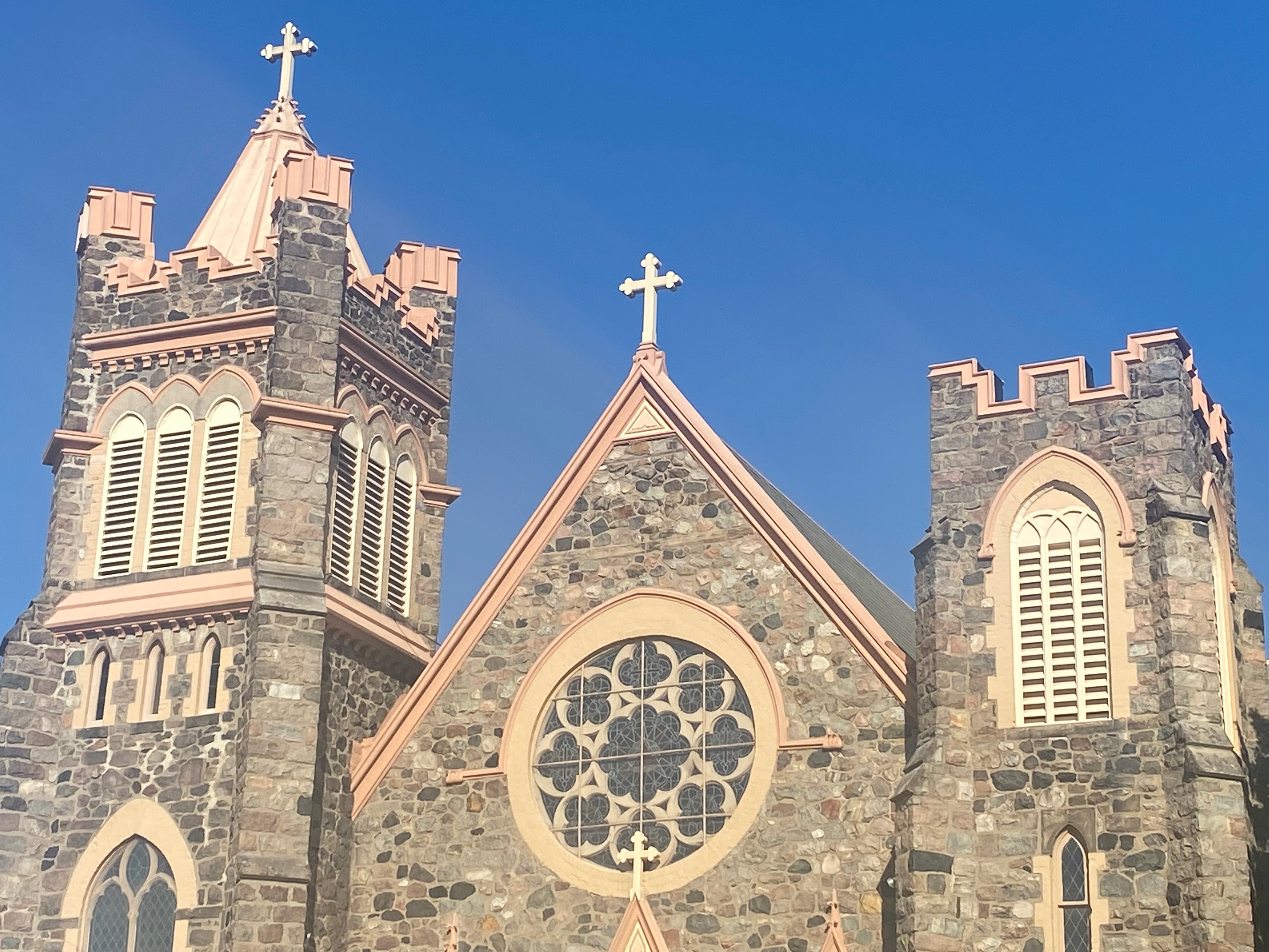 Immaculate Conception Catholic Church Stone exterior of a Catholic church