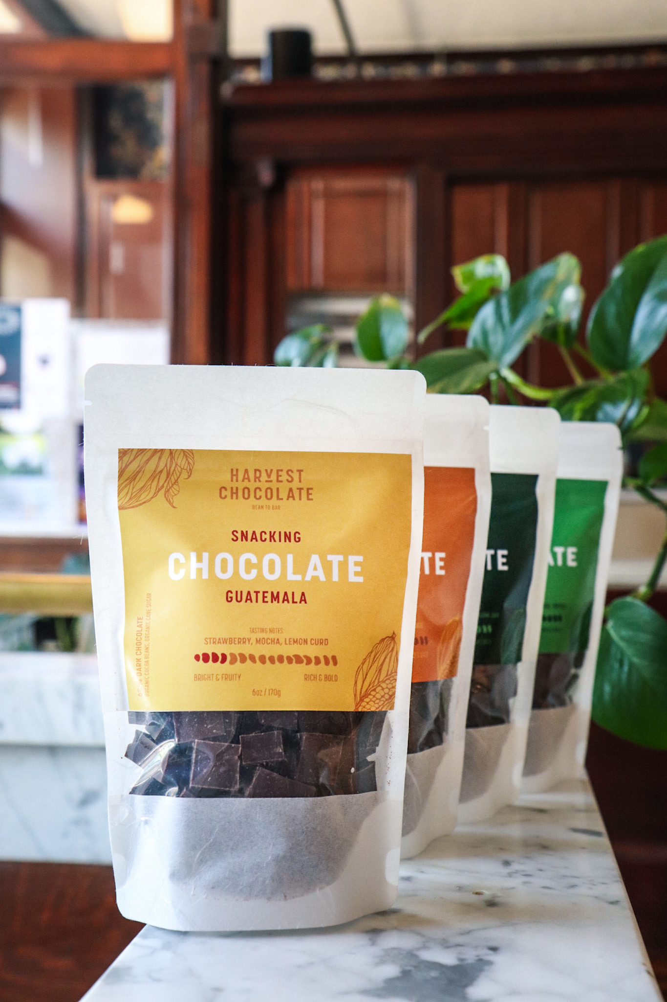 Harvest Chocolate Bags of different flavored chocolates