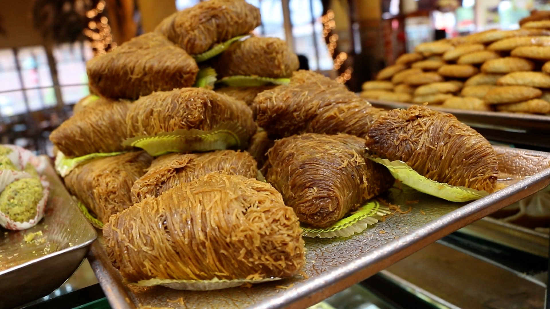 Pieces of Baklava on a tray 