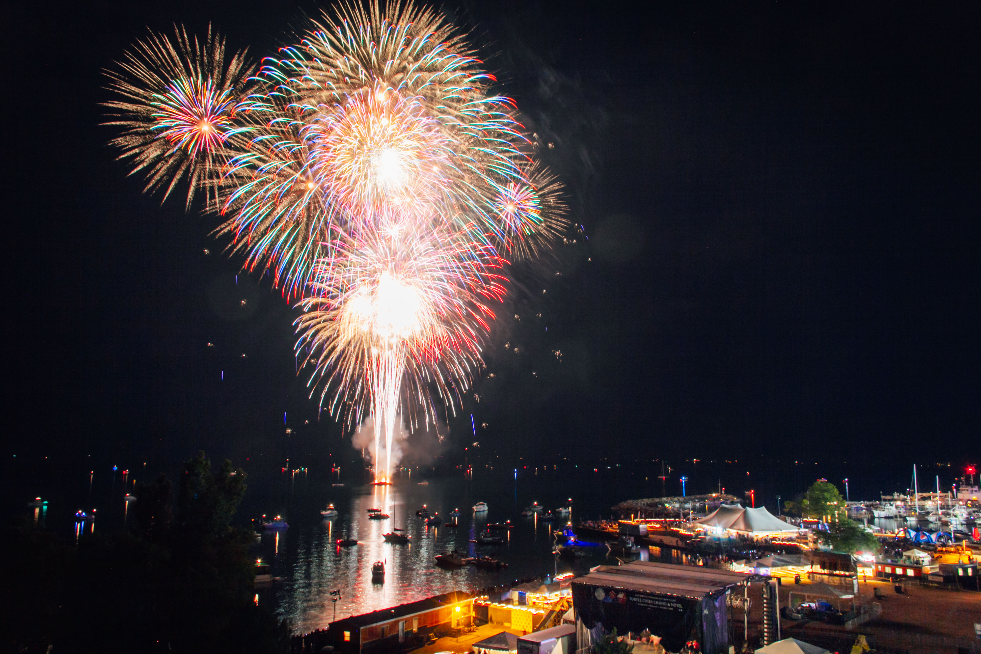 Fireworks over water in Traverse City