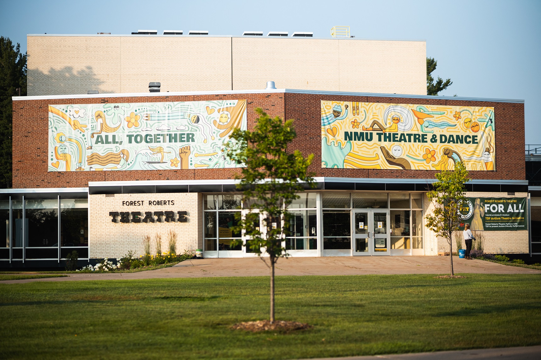 exterior of forest roberts theatre in northern michigan university