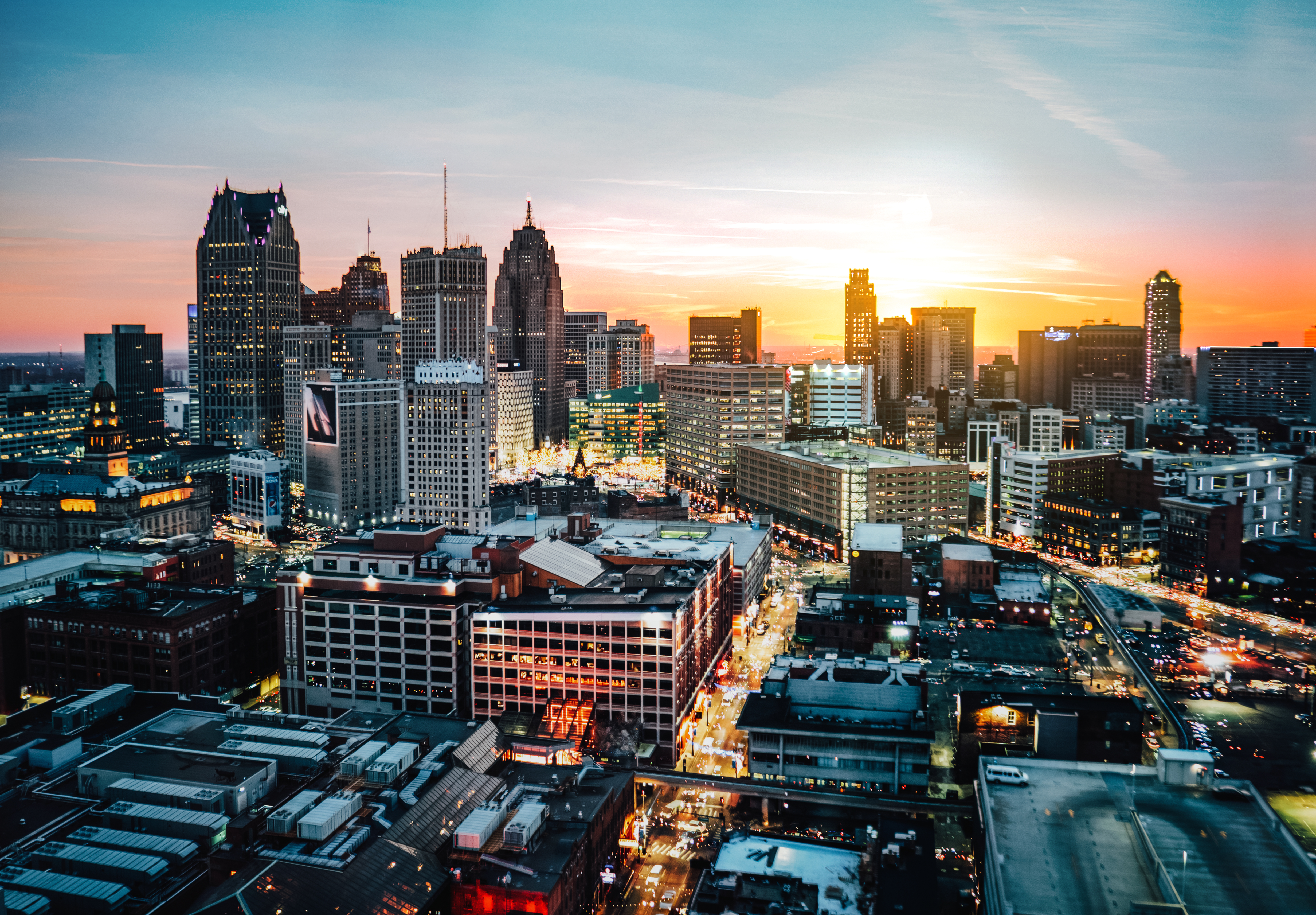 Downtown Detroit Downtown Detroit at sunset