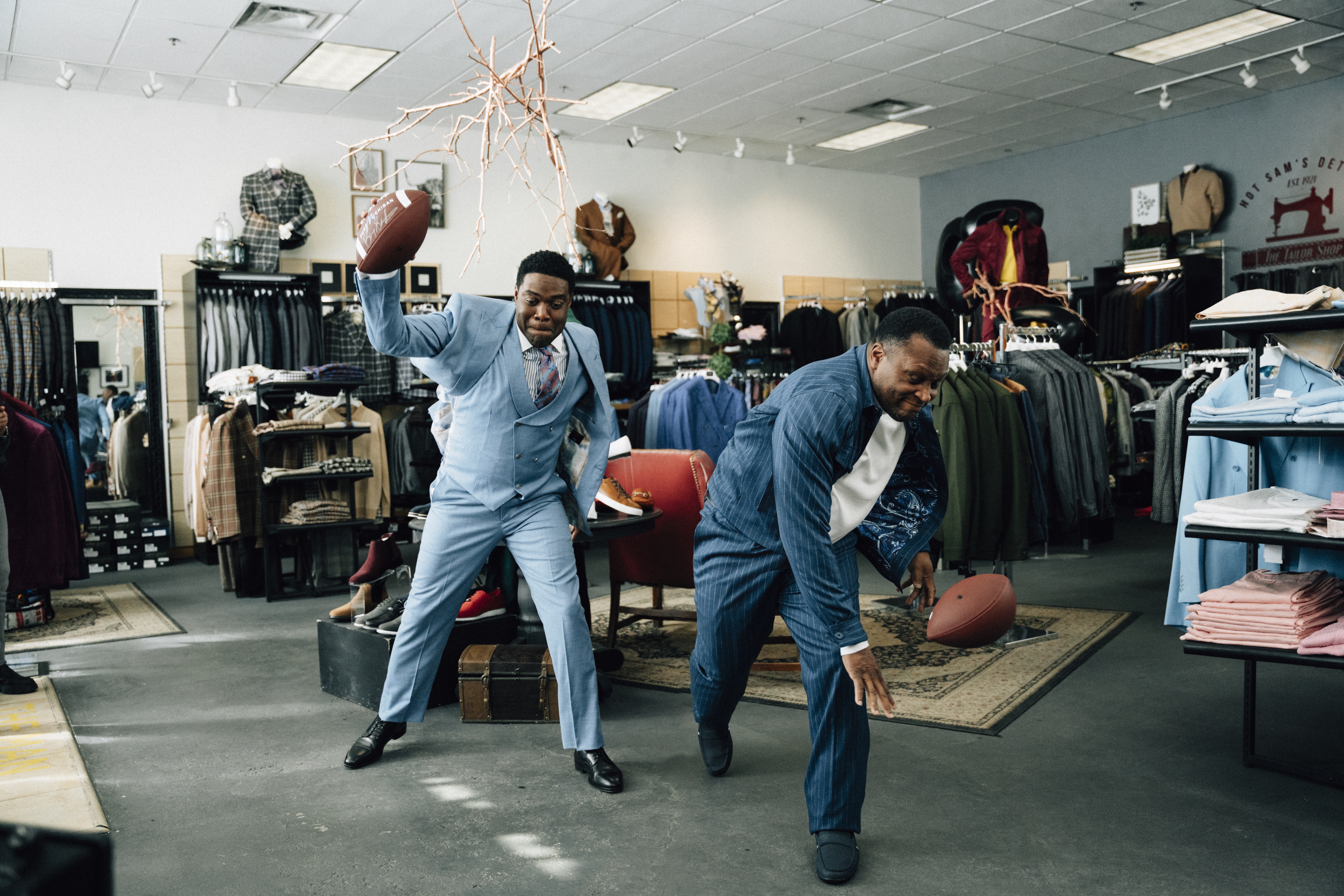 Sam Richardson and Barry Sanders at Hot Sam's