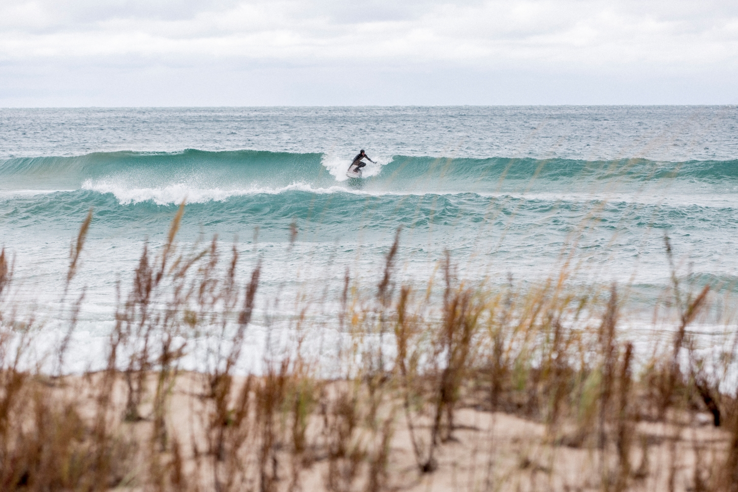 Surfing on Lake Michigan A surfer on Lake Michigan