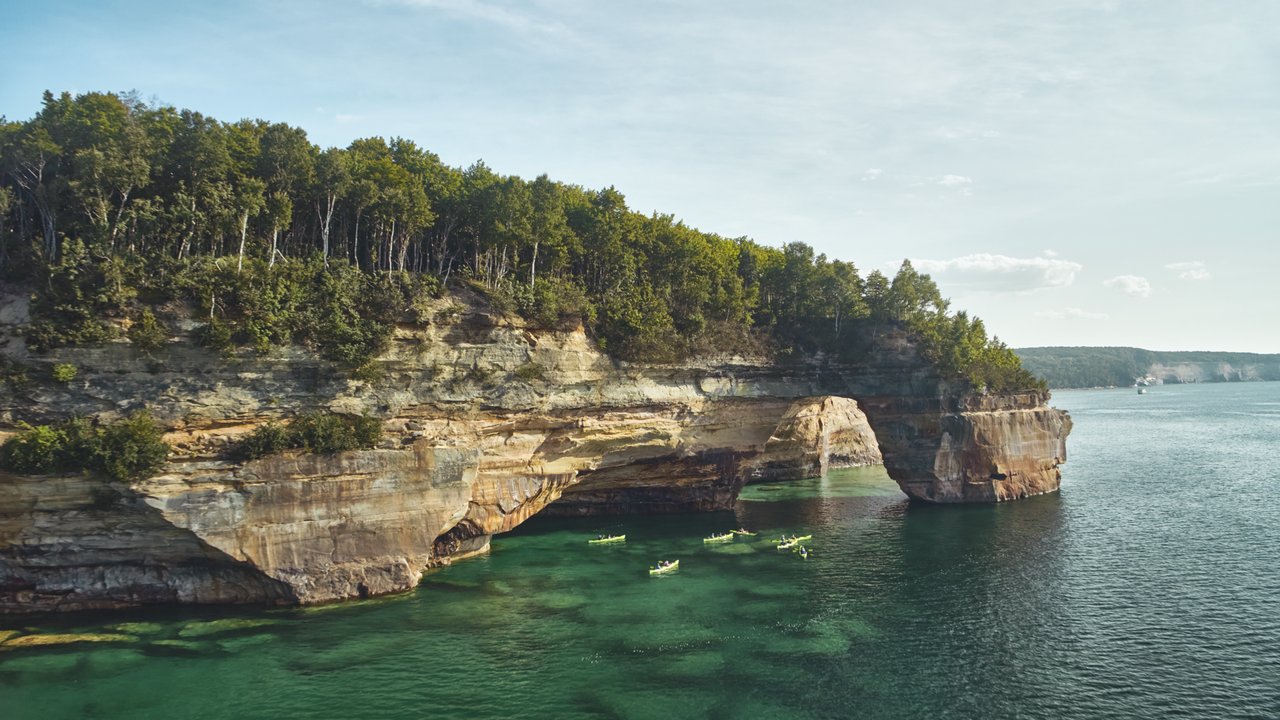 Lover's Leap at Pictured Rocks National Lakeshore An arch rock formation over Lake Superior at Pictured Rocks.