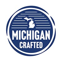 Michigan Crafted A blue and white logo that reads "Michigan Crafted" and includes the outline of the state of Michigan