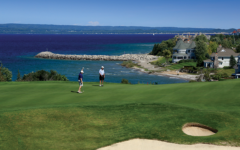 golf course overlooking the bay - beautiful sunny day