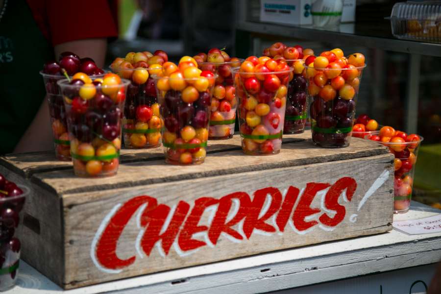 Fresh cherry display. Fresh cherry display.