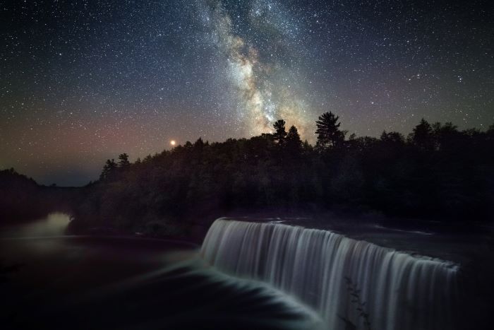 The Milky Way over Tahquamenon Falls