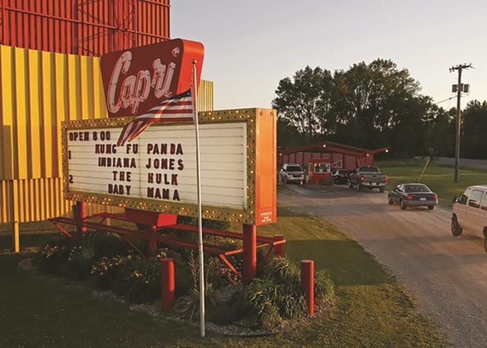 The entrance to the Capri Drive-In Theater.