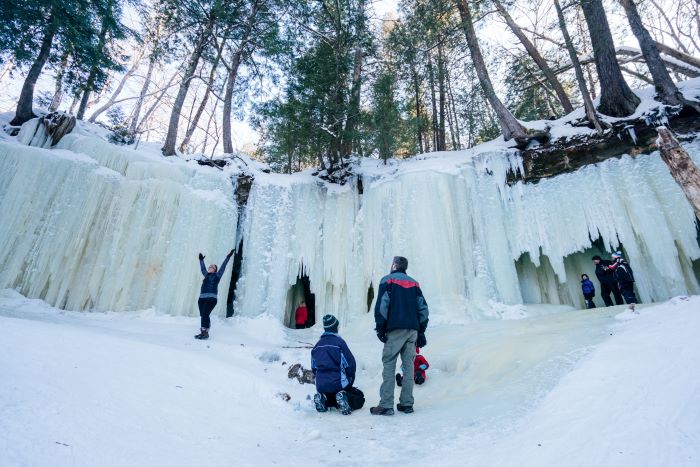Family outside Eben Ice Caves