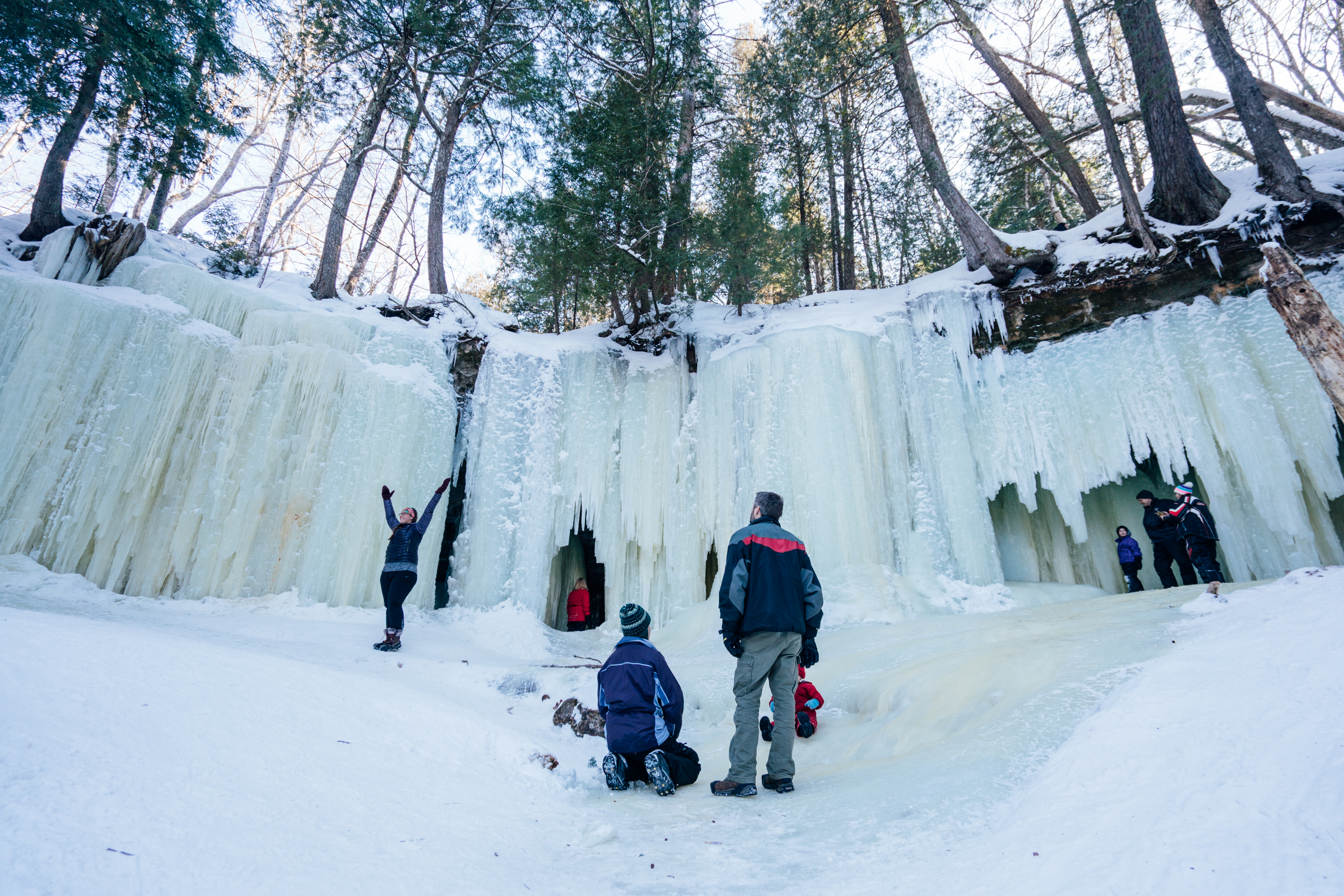 Family outside Eben Ice Caves