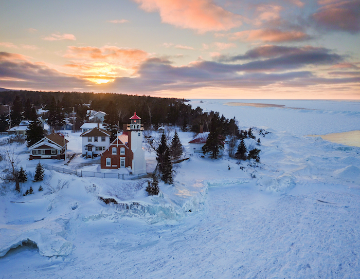 Eagle Harbor Light in Winter