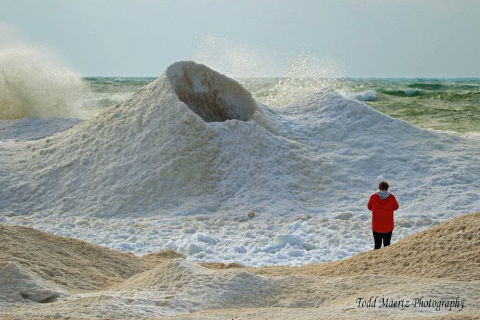 Ice Volcanos on the shores of Lake Michigan in Grand Haven