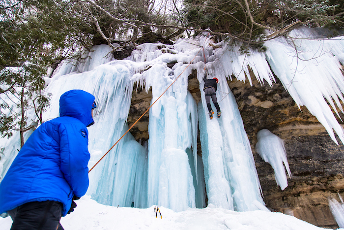 Ice Climbing at Michigan Ice Fest in Munising