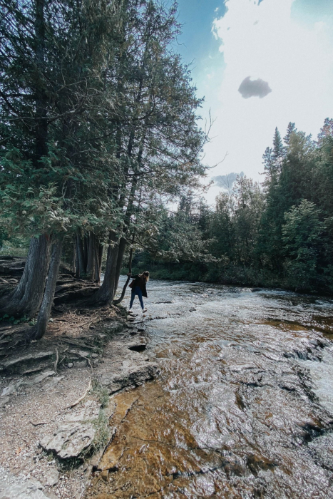 Girl exploring Ocequec Falls