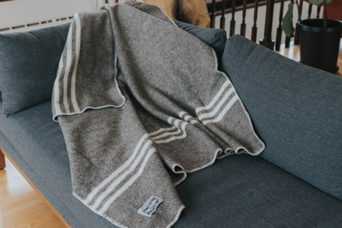 A throw blanket on a couch.