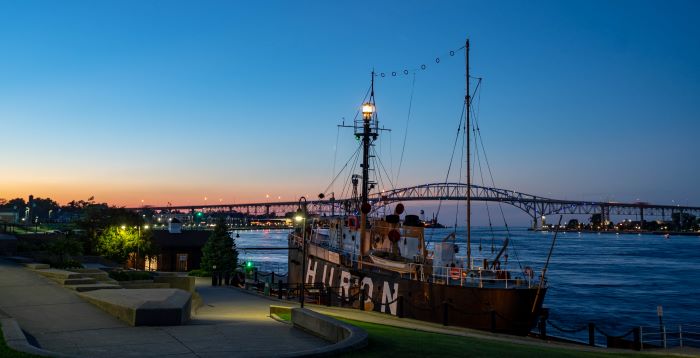 Port Huron's Lightship museum by Blue Water Bridge