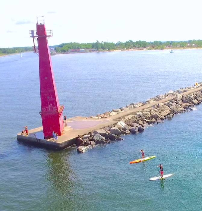 Stand Up Paddleboard around Muskegon Breakwater Light