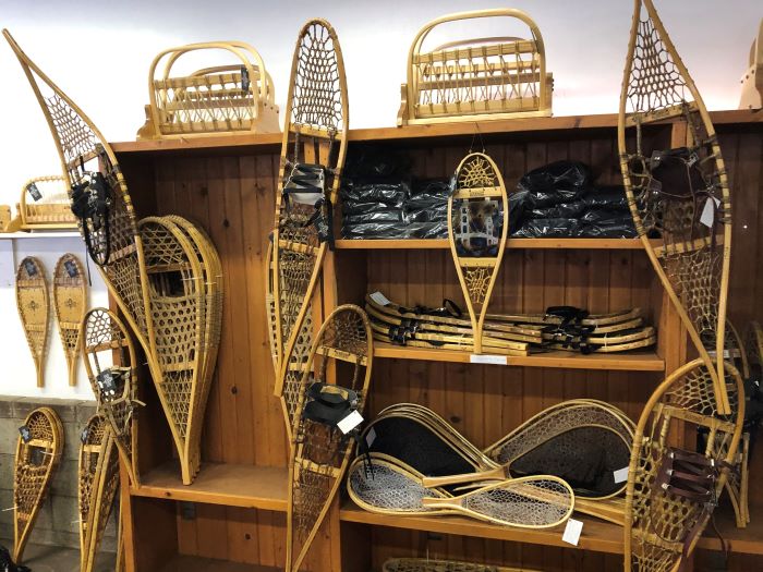 Variety of snowshoes on display at Iverson Snowshoes