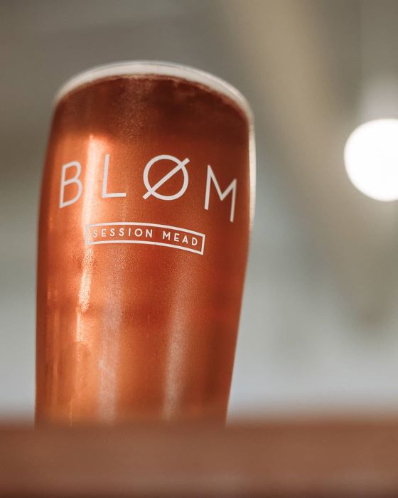 A glass of cider from Blom Meadworks
