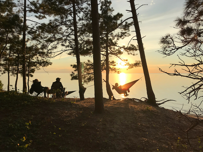 Hammocking at sunset on Pictured Rocks National Lakeshore