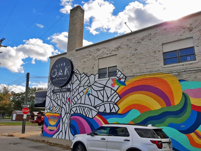 Mural outside of Live Oak Coffeehouse