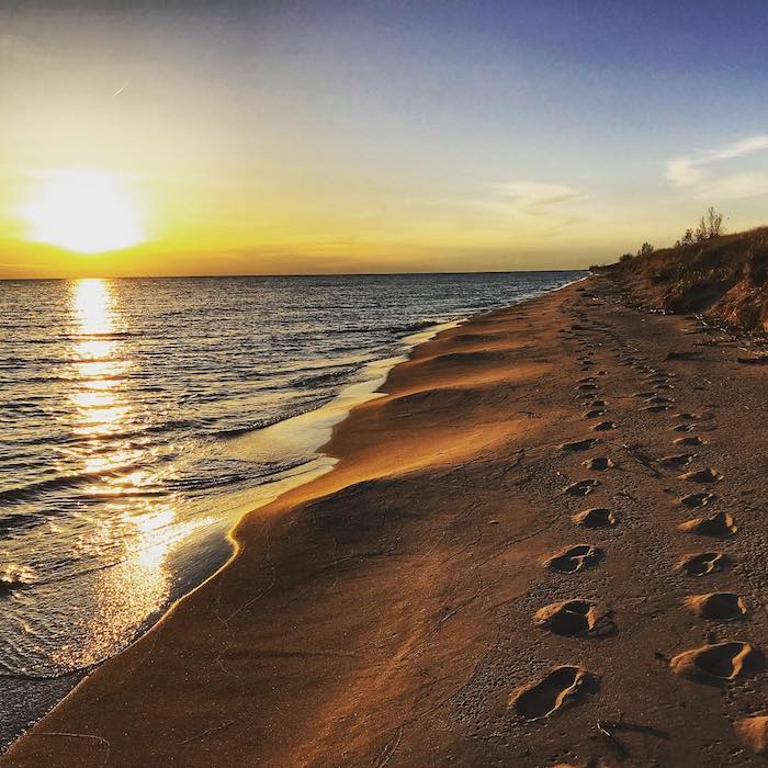 A walk along the beach at Ludington State Park