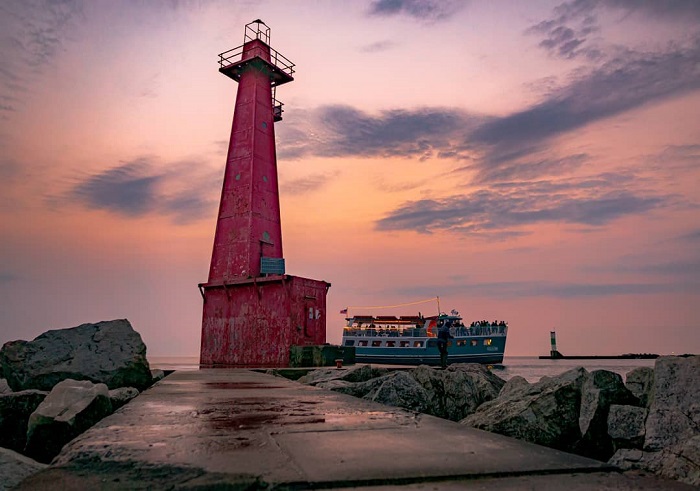 Muskegon South Breakwater Light at Sunset