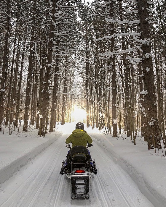 Snowmobiling on Trail 71-717 Out of Pellston