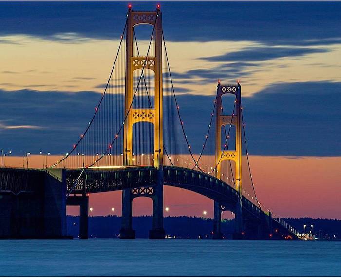 Sunset over the Mackinac Bridge