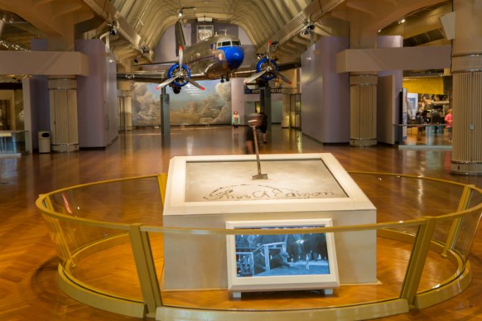 Airplane hanging from the ceiling at The Henry Ford