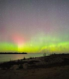 dark sky viewing - sky is purples, greens and darks 