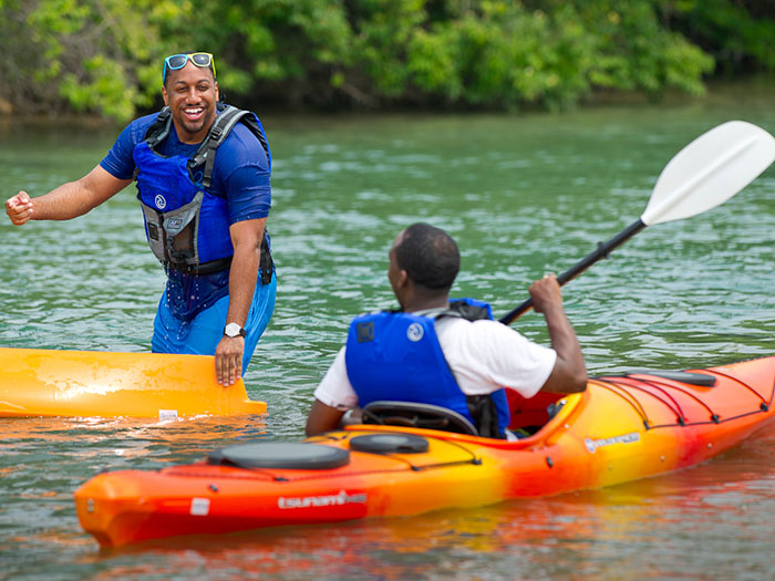 Kayaking around Belle Isle, Detroit