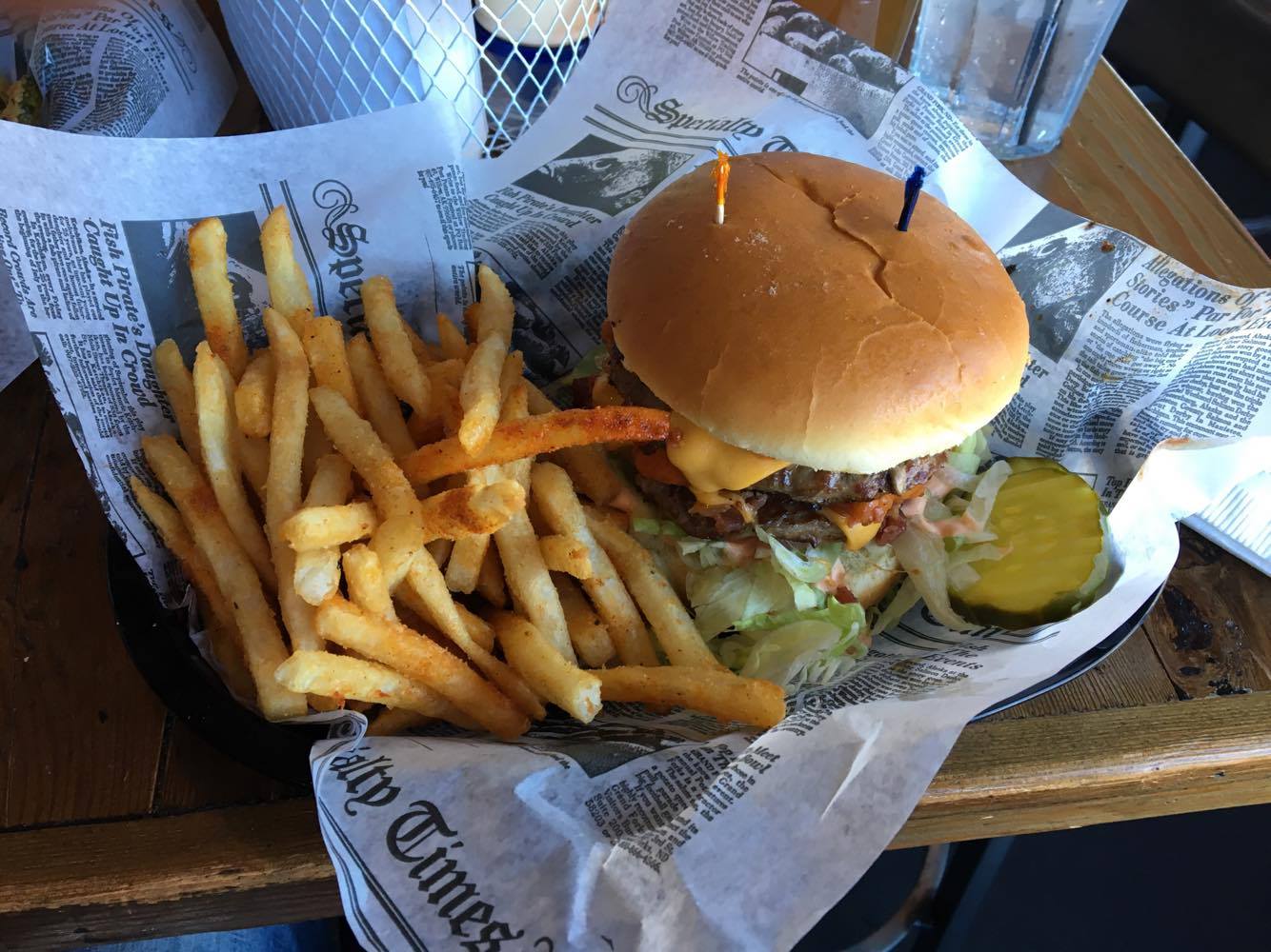 burger and fries from Old Goat Tavern