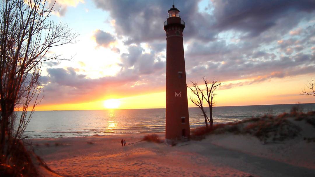 sunset at little sable lighthouse