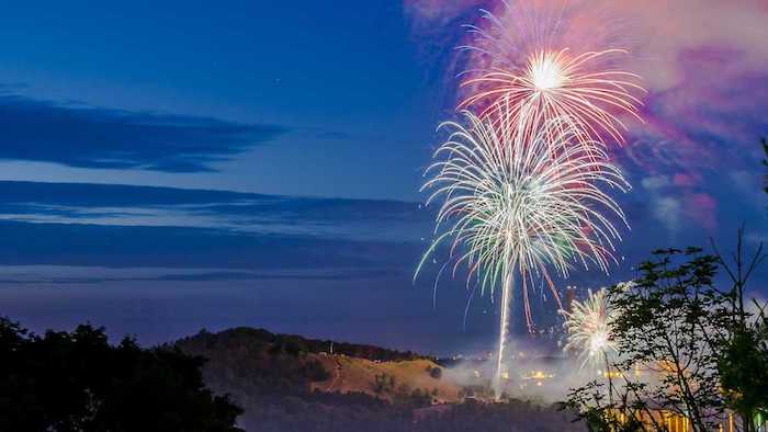 summer lake fireworks hd