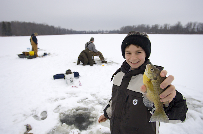 The perfect catch while ice fishing in Michigan