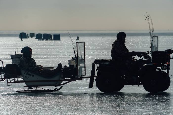 Ice fishing at Lake St. Clair Metropark