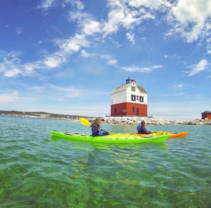 Kayaking near Round Island Lighthouse
