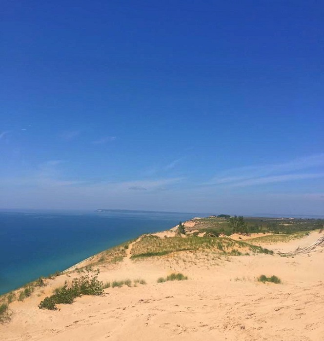 sleeping bear dunes with Lake Michigan overview