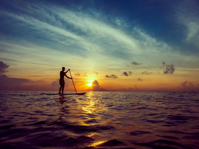 Stand-up paddleboarding on Lake Michigan