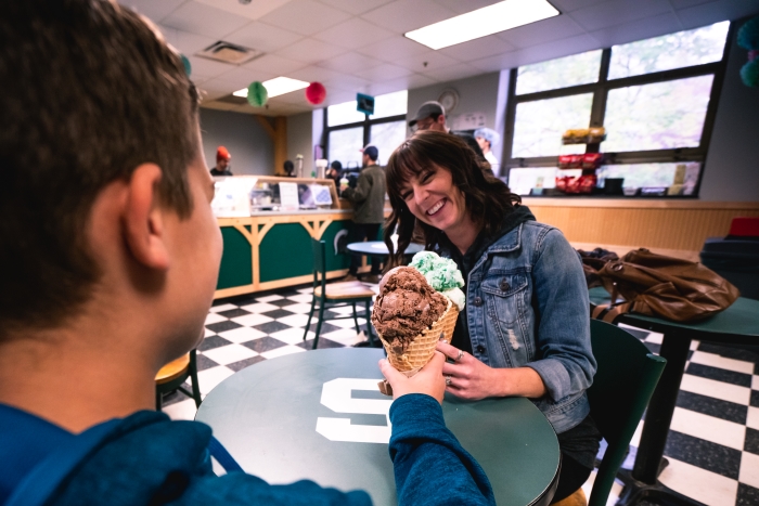Eating ice cream at the MSU Dairy Store