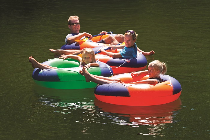 Floating inner tubes at Ludington State Park